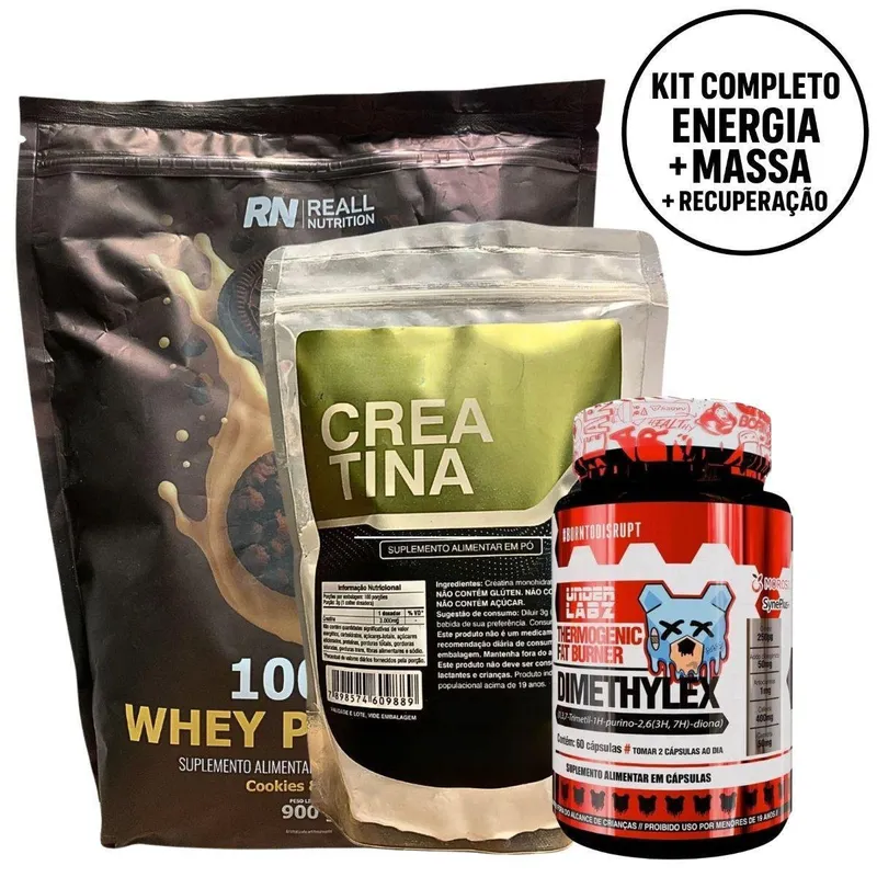 Kit Whey Protein + Creatina Monohidratada 500g + Dimethylex