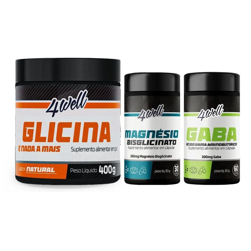 Kit Sono Intenso Glicina 400g + Gaba + Magnésio Bisglicinato