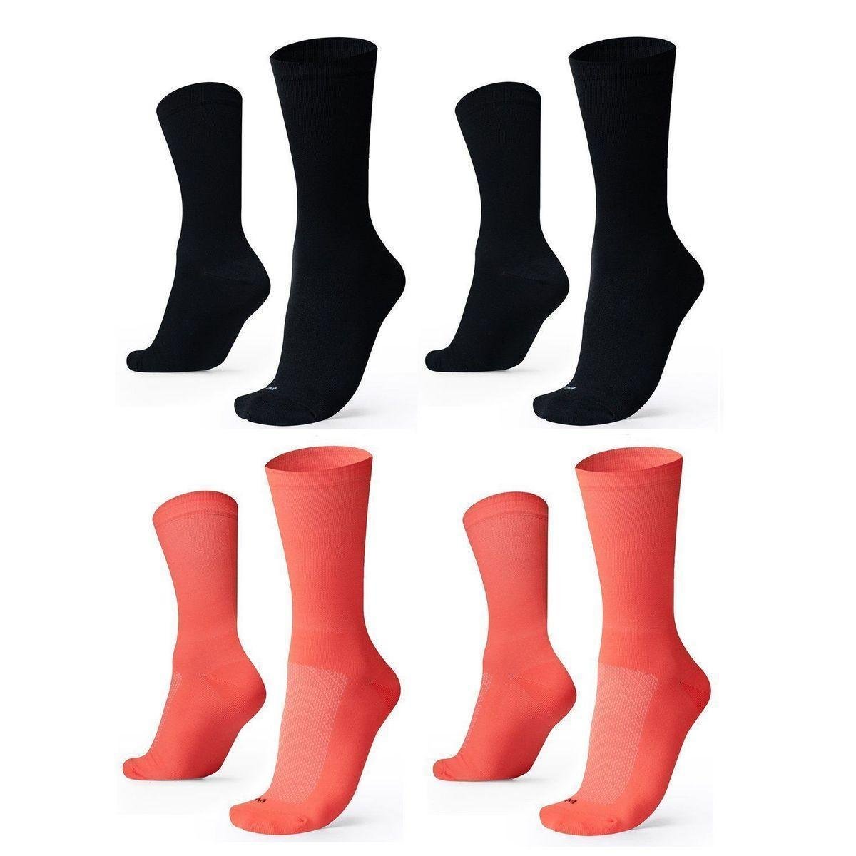 Kit 04 Pares Meia De Corrida Lisas B.V. PRETO/LARANJA 36-42
