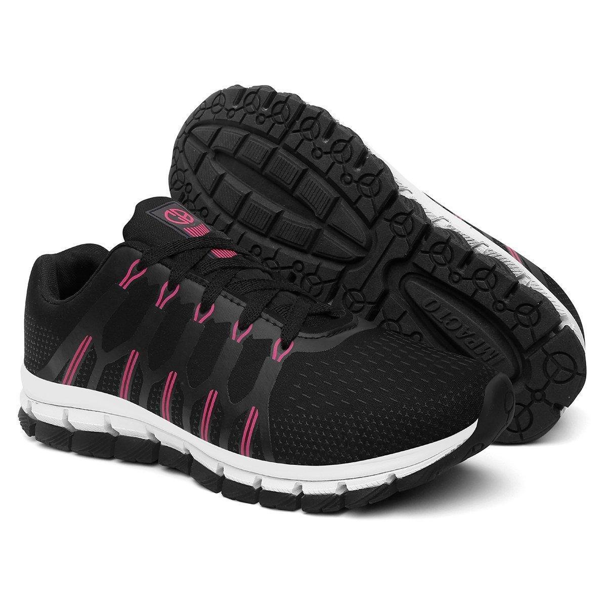 Tênis Esportivo Ultra Flexível Feminino Leve Moderno Versátil - Preto Rosa