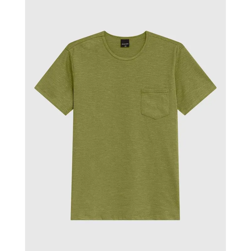 Camiseta Masculina Slim Bolso Frontal Em Malha Fio A Fio