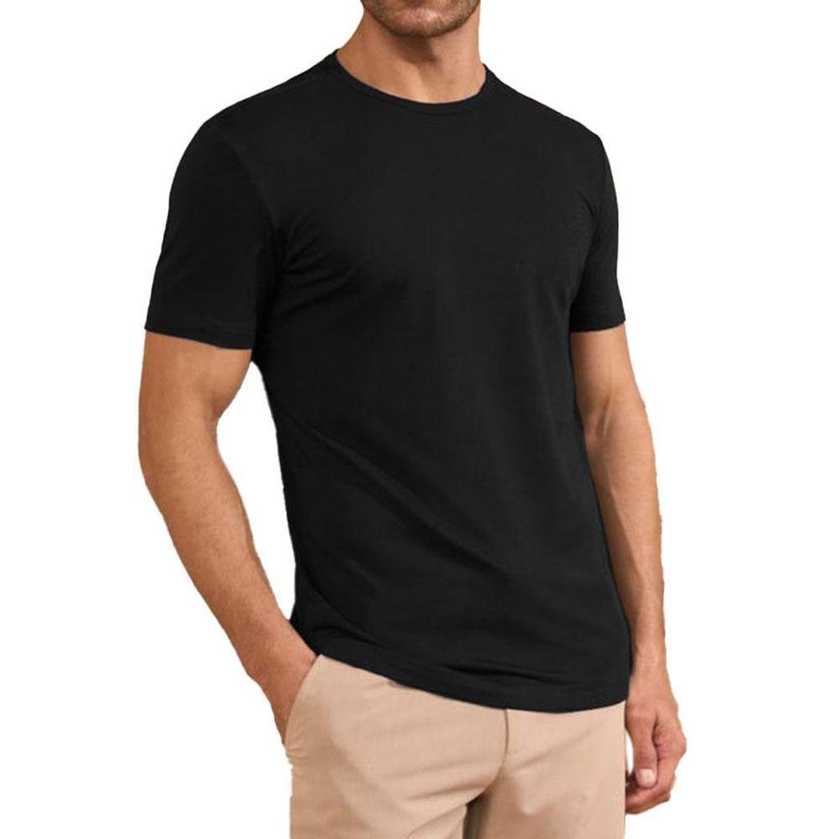 Camiseta Masculina Lado Avesso MC Cotton Preta - LH404