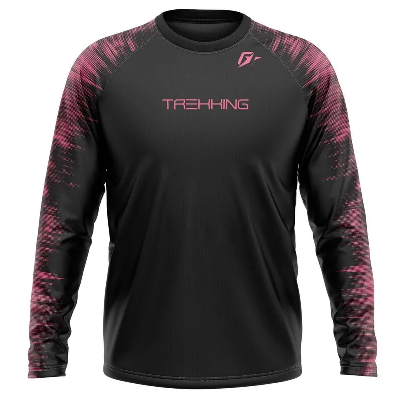 Camiseta Manga Longa Unissex Trekking Tecnodots Preto Pink