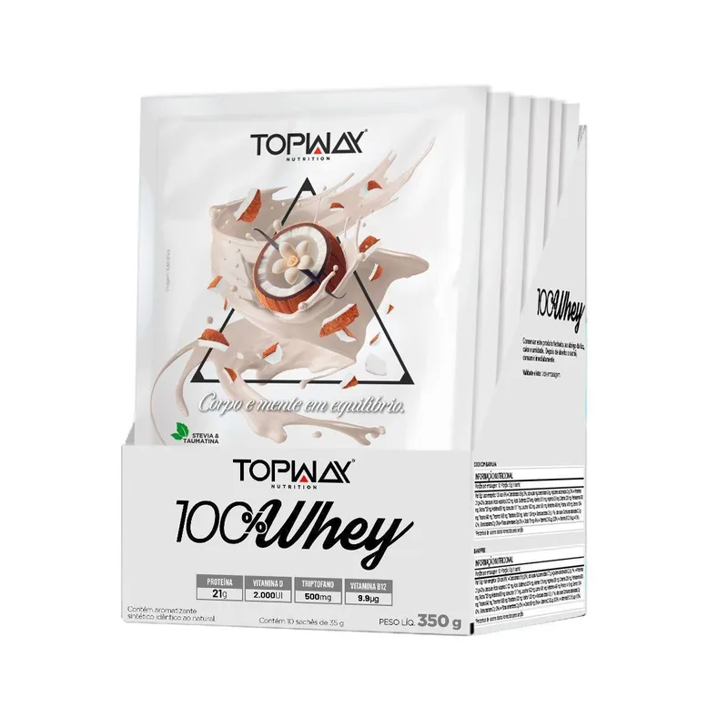 Whey Protein 100% Coco E Baunilha 10 Sachês De 35G Topway