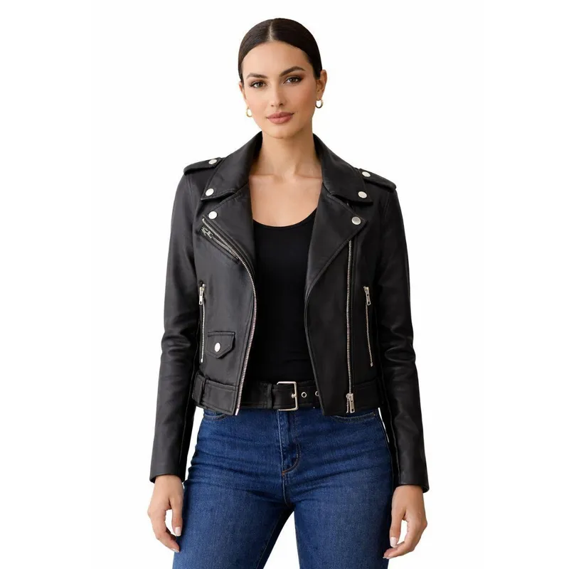 Jaqueta Biker Couro Slim Premium