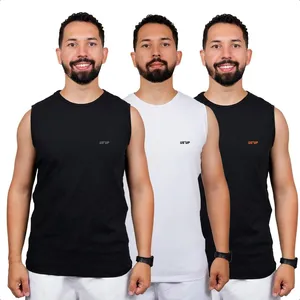 03 Camiseta Regata Masculina Cavada Canelada Camisa