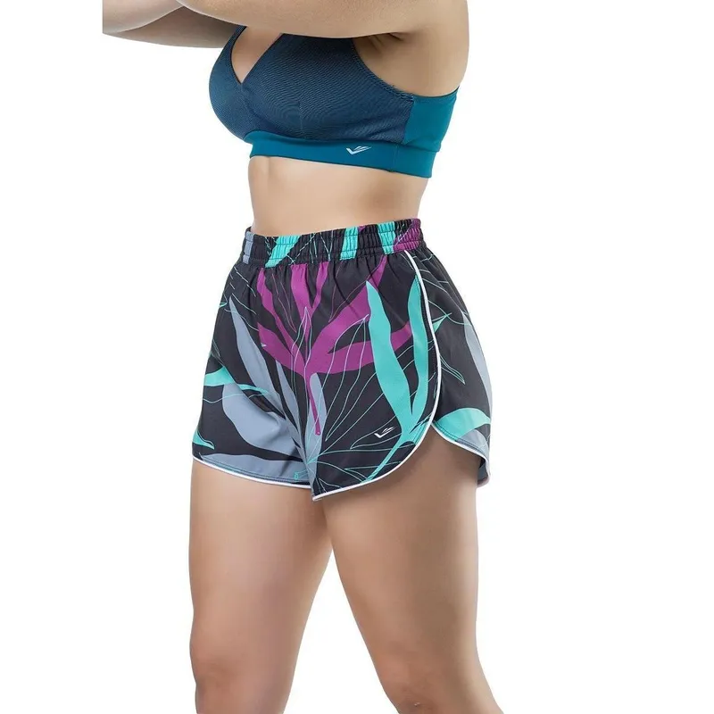 Short Running Microfibra c/ Estampa Digital- Running e Beach - Preto/Verde