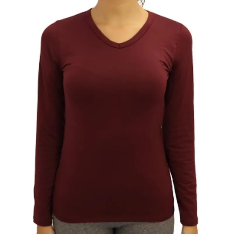 Camiseta Dry Feminina Térmica Gola V Manga Longa Leve Frio