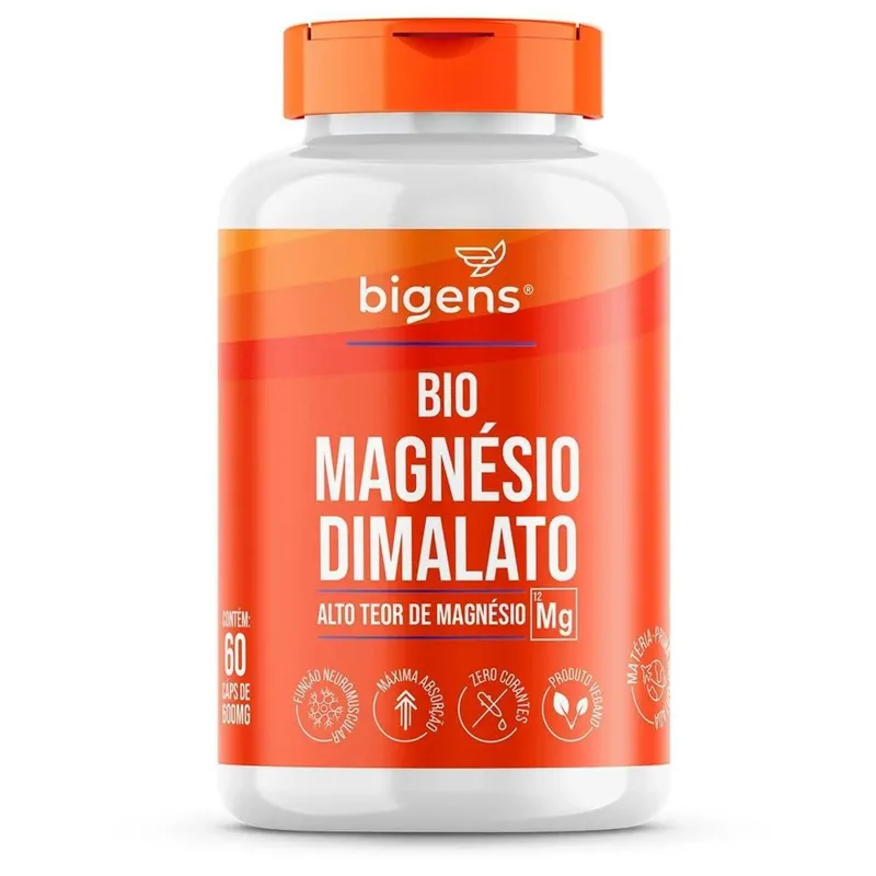 Bio Magnésio Dimalato 600mg Alto Teor 60 Caps - Bigens