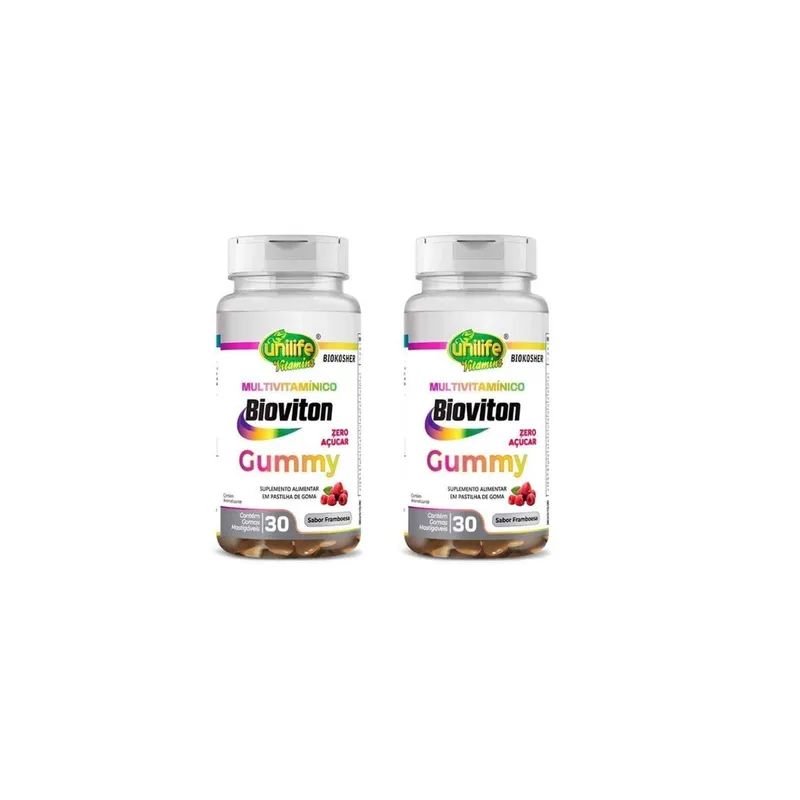 Kit 2 Multivitamínico Gummy Unilife Bioviton 2x30 Gomas De Framboesa