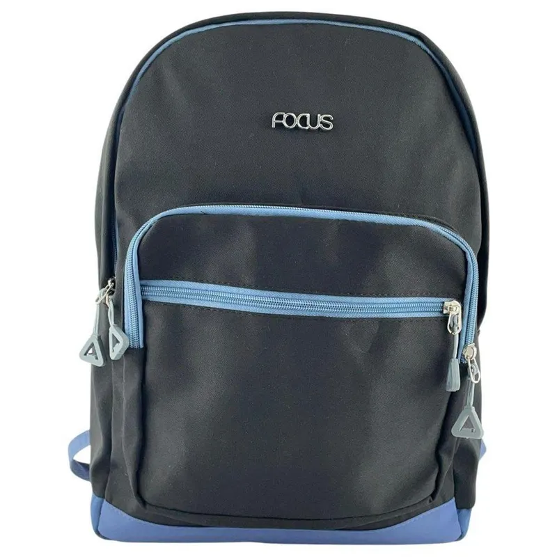Mochila Focus Preto Com Azul Feminina Grande Estilosa N202316