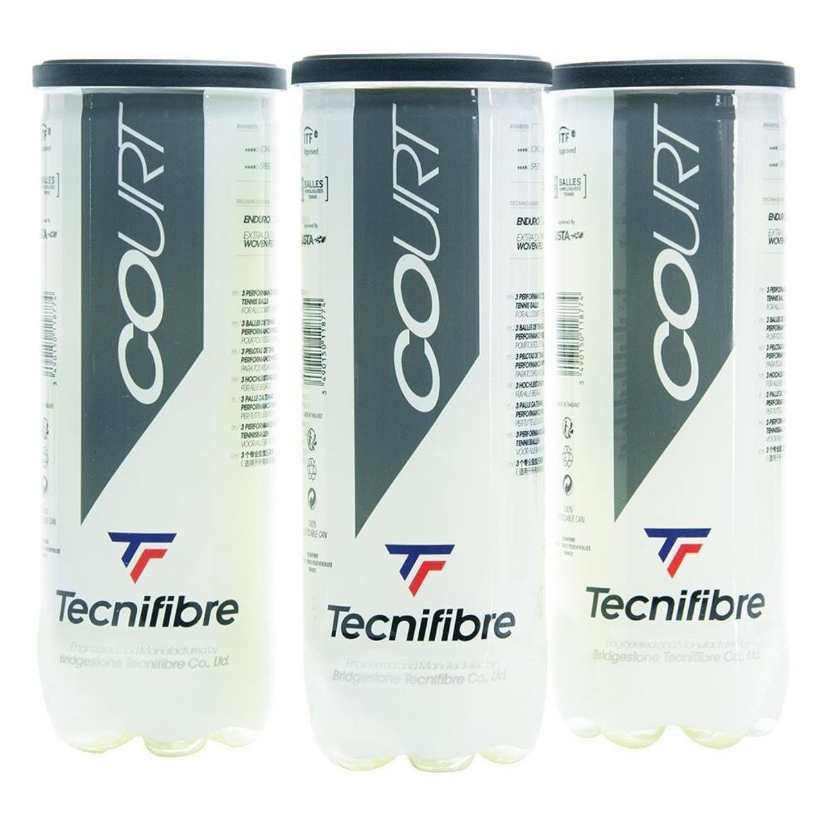 Bola de Tênis Tecnifibre Court Pack com 3 Tubos
