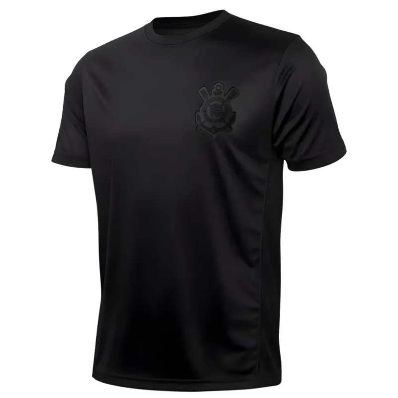 Camisa Masculina Corinthians Dry All Black com Recorte