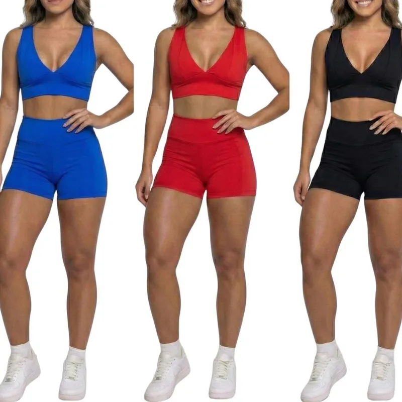 KIT 3 Short Suplex Liso Serra e Mar Modas Roupa Academia Treino Verão Fitness Feminina Musculação