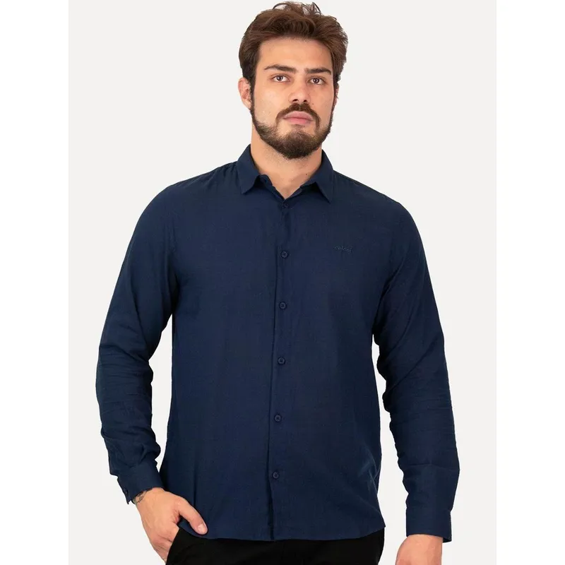 Camisa Colcci Masculina Relax Logo Azul Marinho