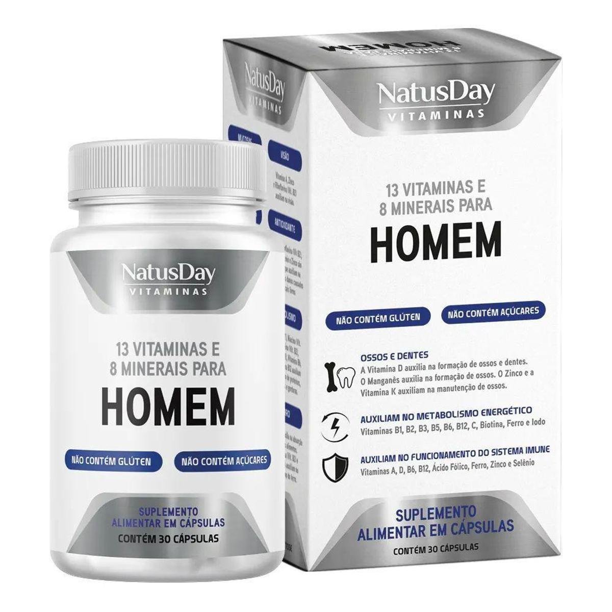 Polivitamínico Homem (30 Cápsulas) - Natusday