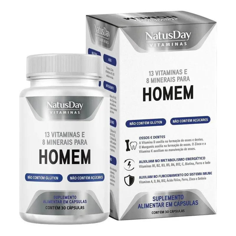 Polivitamínico Homem (30 Cápsulas) - Natusday