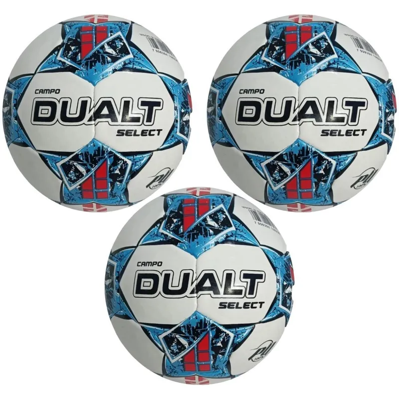 Kit 03 Bola De Futebol Campo Dualt Select Pro Costurada á Mão