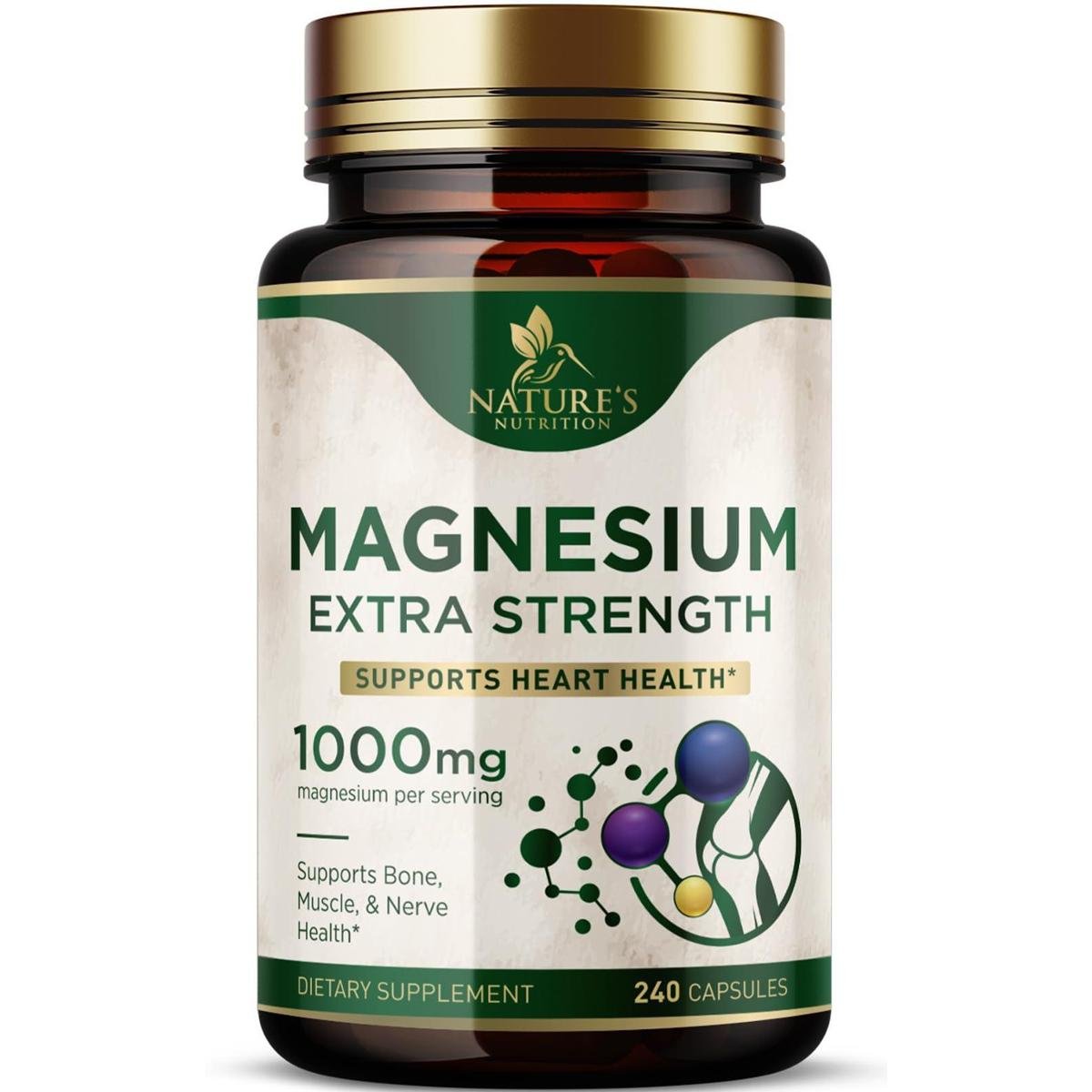 Suplemento de magnésio Nature's Nutrition 1000mg 240 cápsulas