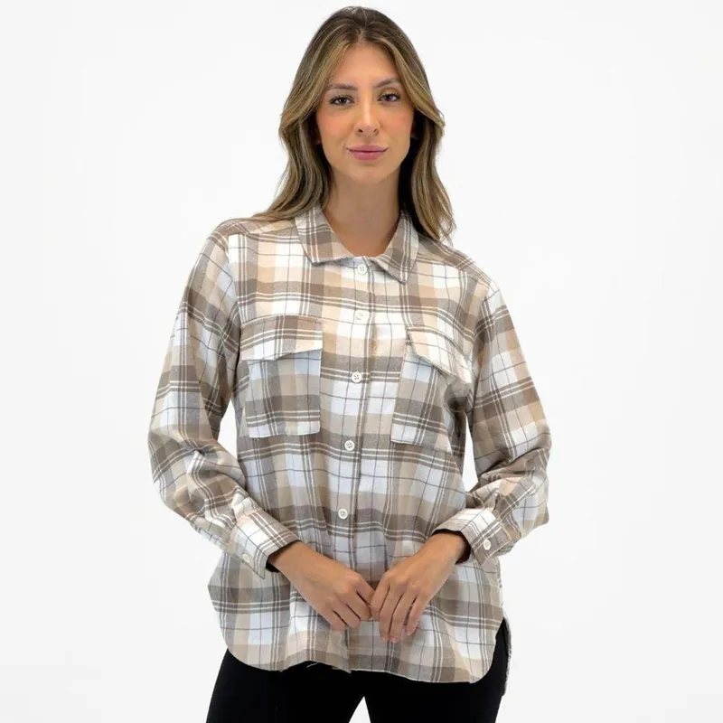 Camisa Malwee Xadrez Flanela Manga Longa Feminina