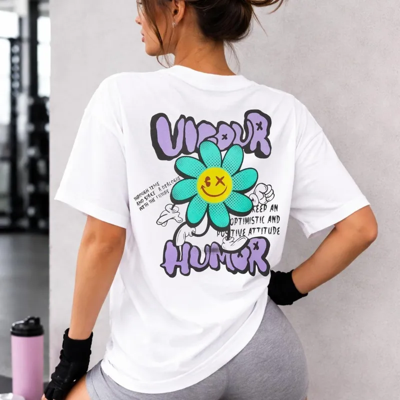 Camiseta Oversized Feminina Estampada Fitness Academia Streetwear