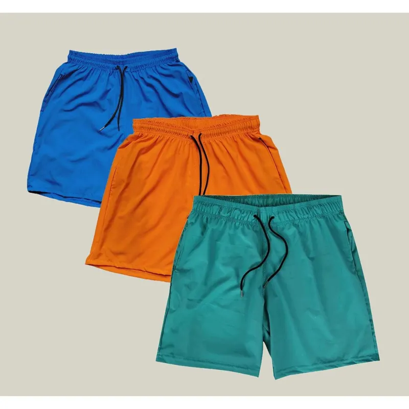 Kit 3 Shorts Masculino Elastano WSS Azul e Verde