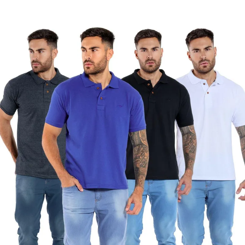 Kit 4 Camisa Polo Masculina Piquet