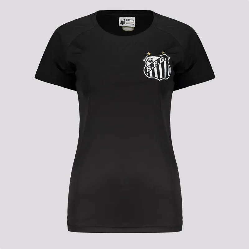Camiseta Santos Feminina Baby Look Algodão Escudo Bordado
