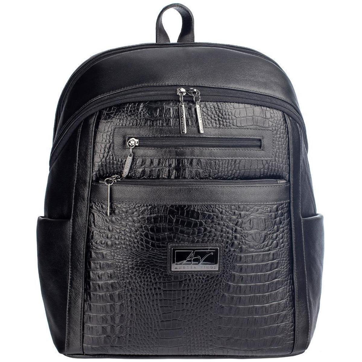 Mochila grande feminina de couro croco Montanna