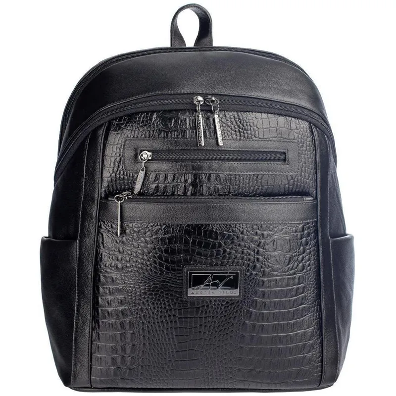 Mochila grande feminina de couro croco Montanna