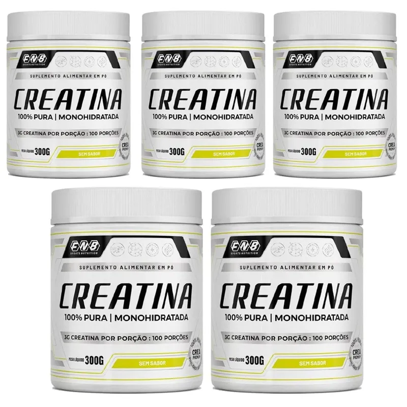 Kit 5 Creatina 100%Pura Monohidratada Sem Sabor 5x300g FNB Sports Nutrition