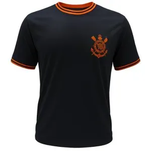 CAMISA CORINTHIANS PRETA C/ LARANJA GOLA RETILINEA LICENCIADA