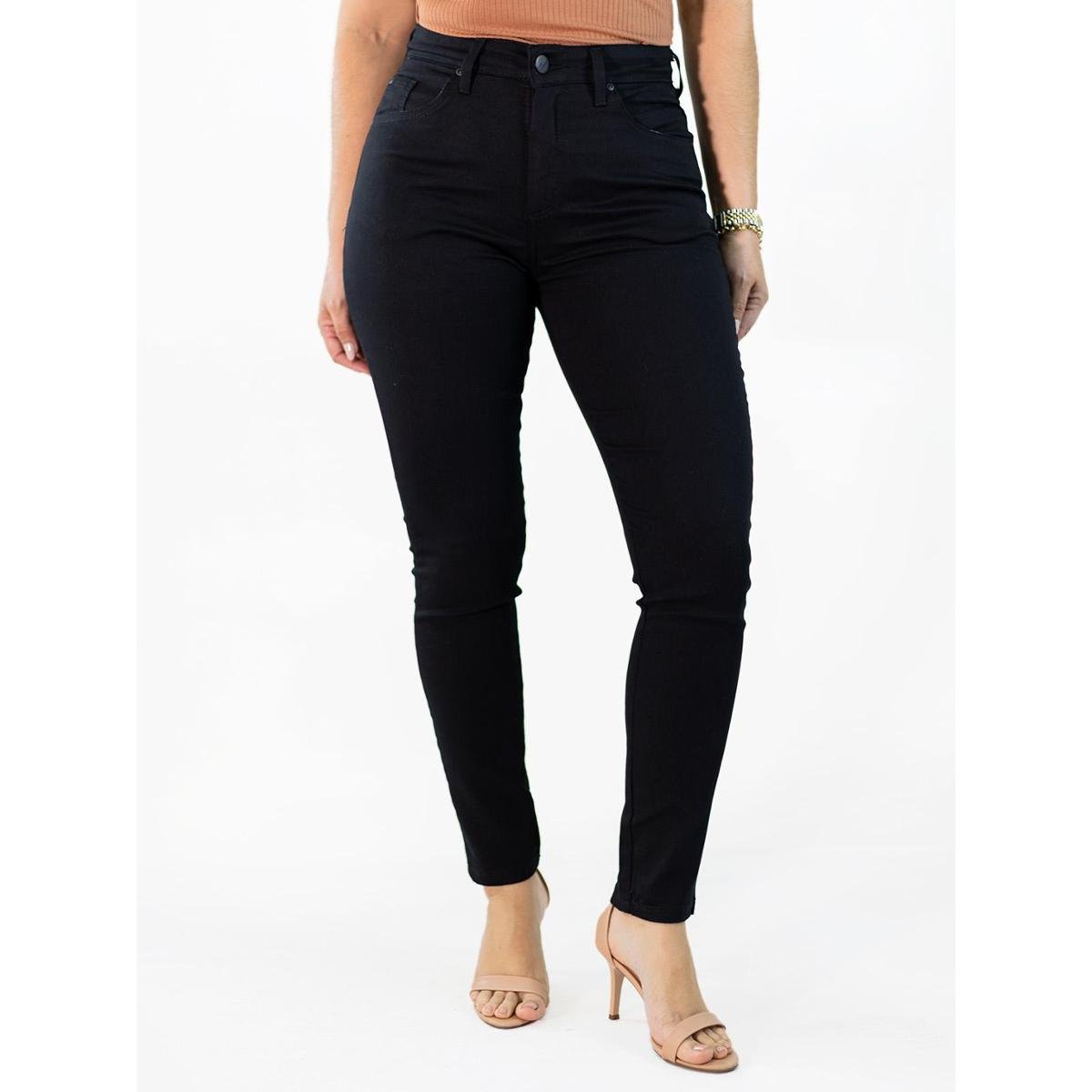 Calça Feminina Skinny Sarja Black Cetim Cintura Alta Anticorpus