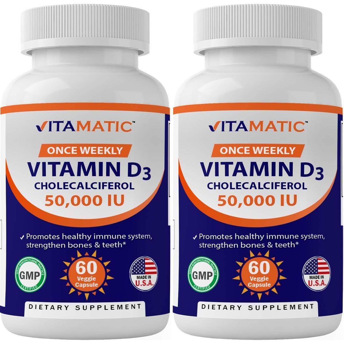 Suplemento vitamínico de vitamina D3 50.000 UI 60 cápsulas x2