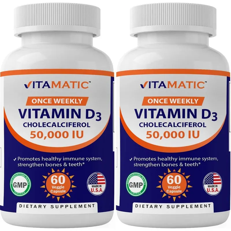 Suplemento vitamínico de vitamina D3 50.000 UI 60 cápsulas x2