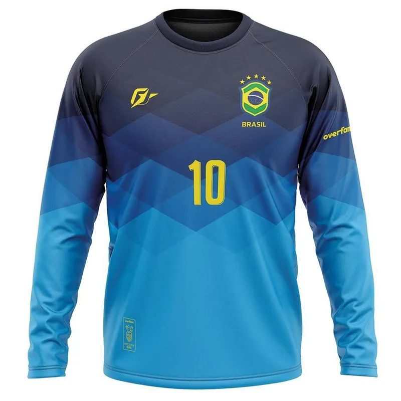 Camiseta Manga Longa Filtro UV BR Azul Retrô
