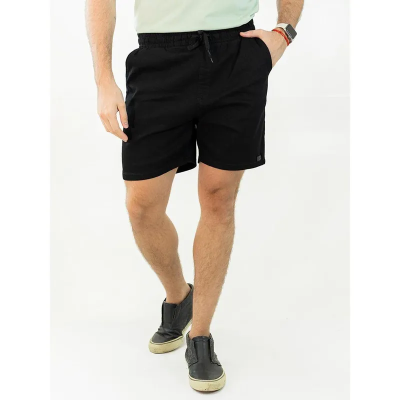 Short Masculino Sarja Preto Cordão Cintura Anticorpus