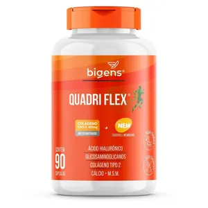 Colágeno Tipo 2 Quadri Flex NEM (Glucosa Condroitin) Hialurônico Cálcio 90 Caps - Bigens