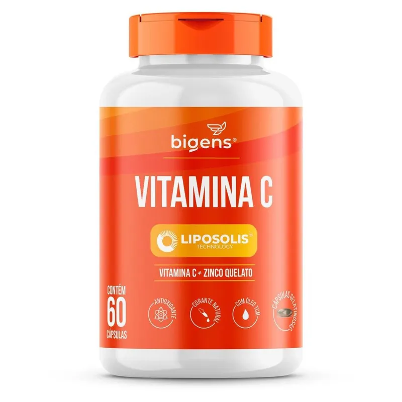 Vitamina C + Zinco Quelato LipoSolis (Lipossomal Alta Absorção) TCM 60 Caps - Bigens