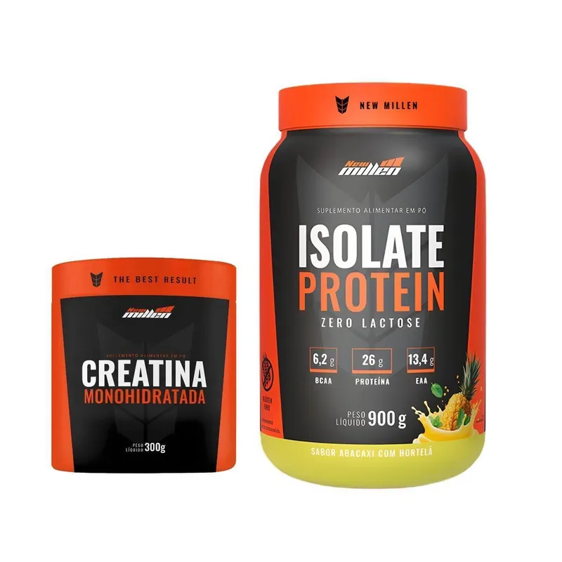 Whey Isolado New Millen Zero Lactose Pote 900 e Creatina