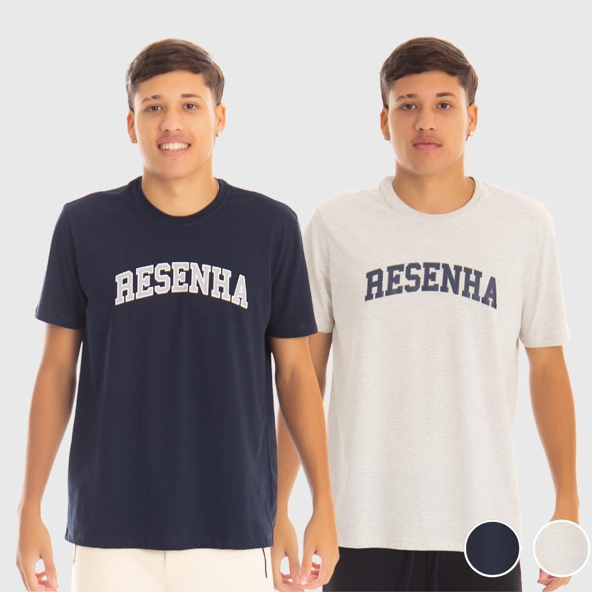 Kit 2 Camisetas Masculinas Malha Leve Confortável Premium Fit Casual Uso Diário Resenha Sport Rio