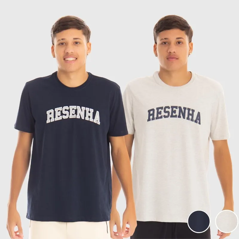 Kit 2 Camisetas Masculinas Malha Leve Confortável Premium Fit Casual Uso Diário Resenha Sport Rio