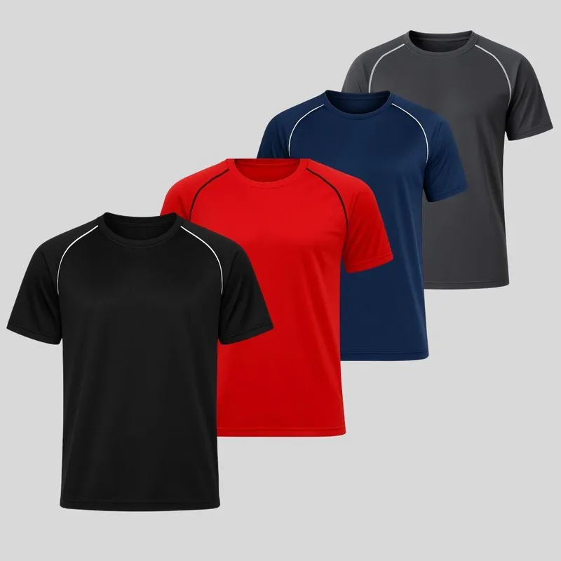 Kit com 4 Camisetas Masculinas Dry Manga Curta Leves e Confortáveis para Atividades Físicas