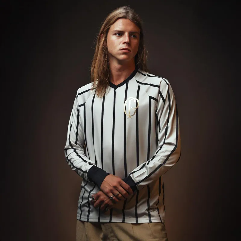 Camisa Corinthians CP Offwhite Listras Manga Longa Masculina