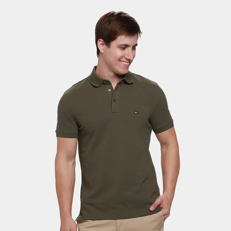 Camisa Polo Slim Tommy Hilfiger Casual Masculina