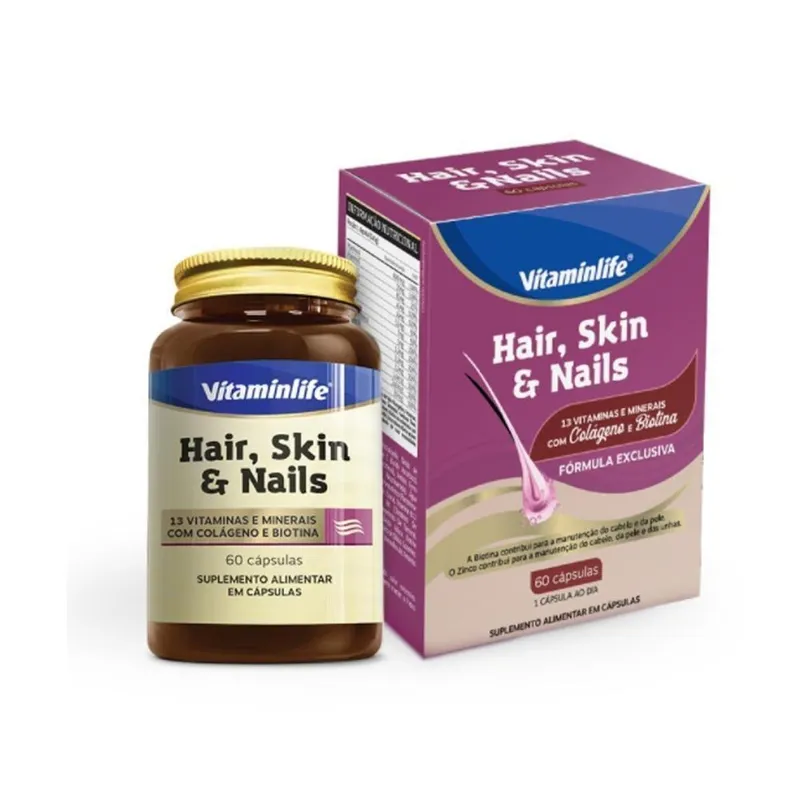 Hair,Skin e Nails (Colágeno + Biotina) 60 Cápsulas - Vitaminlife
