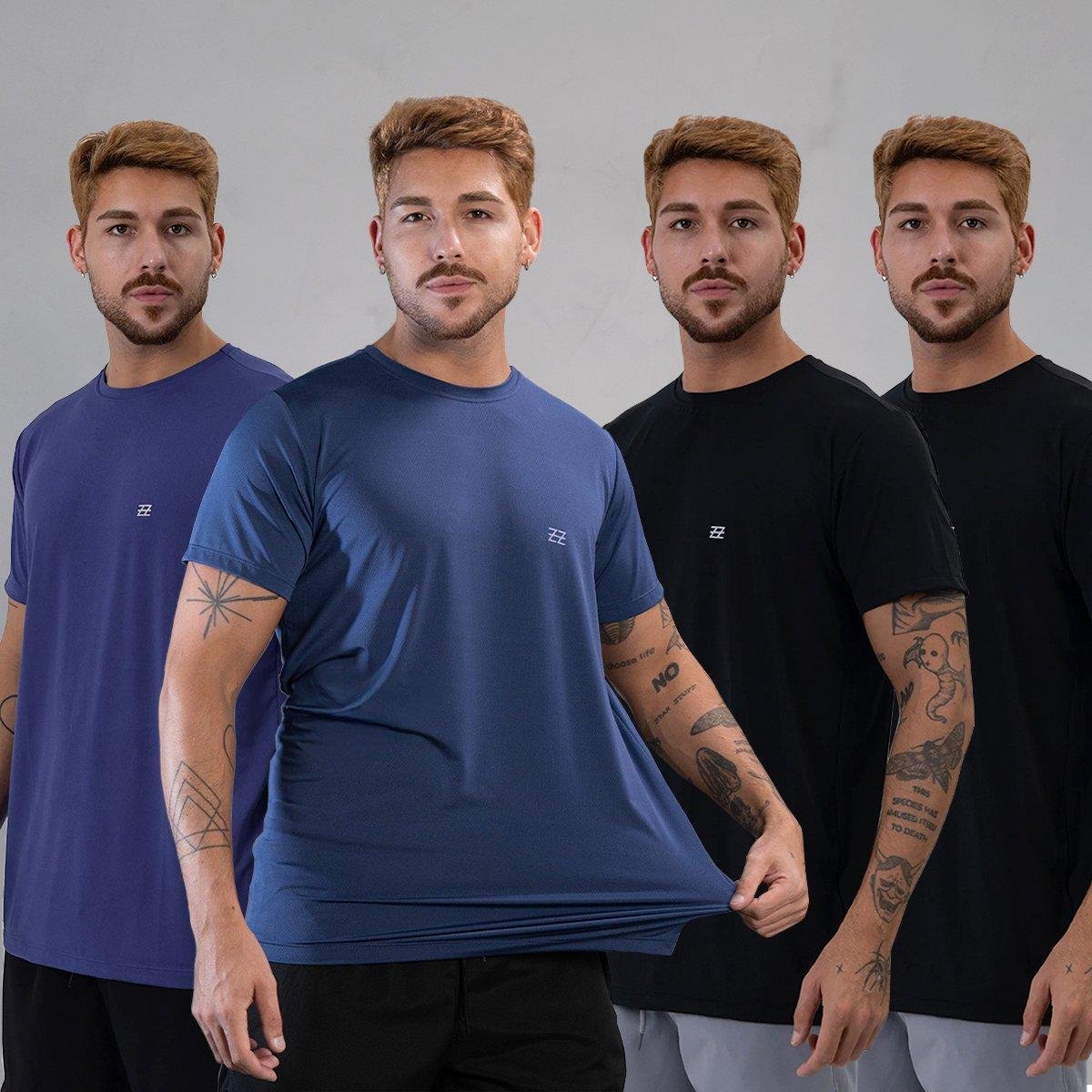 Kit 4 Camisetas Masculina Academia Poliamida Manga Curta Treino Camisa Malhar Dia A Dia Premium