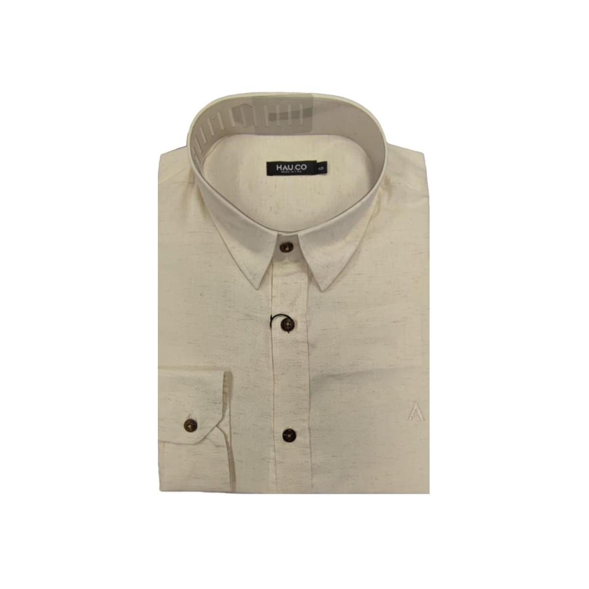 Camisa Linho Manga Longa Bege Tam. M