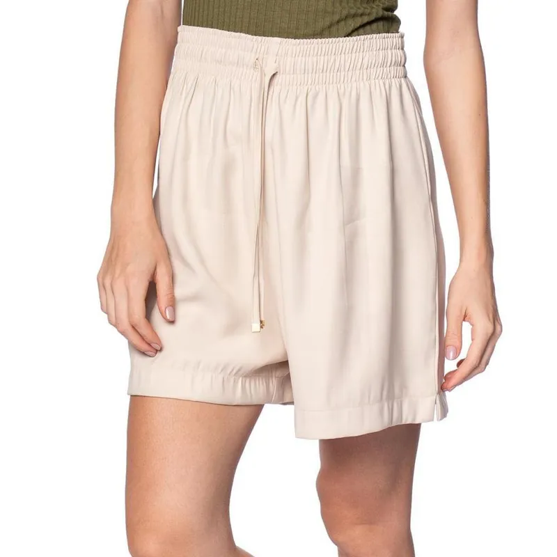 Short Feminino Endless Alfaiataria com Elástico Bege Claro