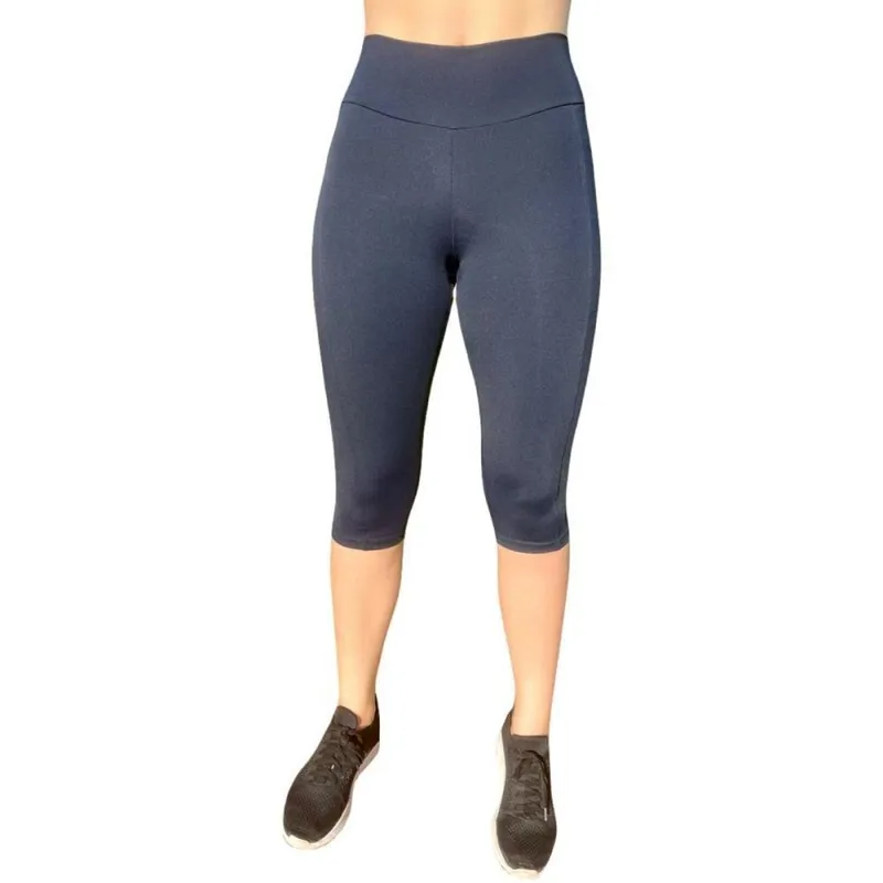 Calça Feminina Corsário Zero Transparência Cós Alto Duplo Bolso Lateral Calça Fitness Academia